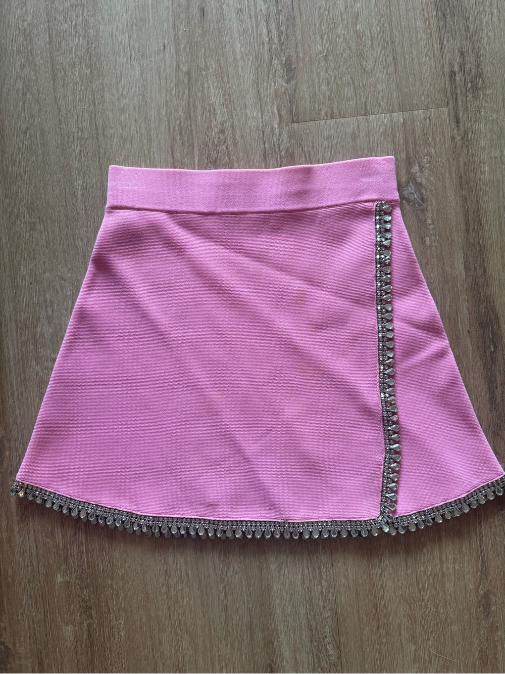 Zara Pink A-Line Skirt with Beaded Trim
